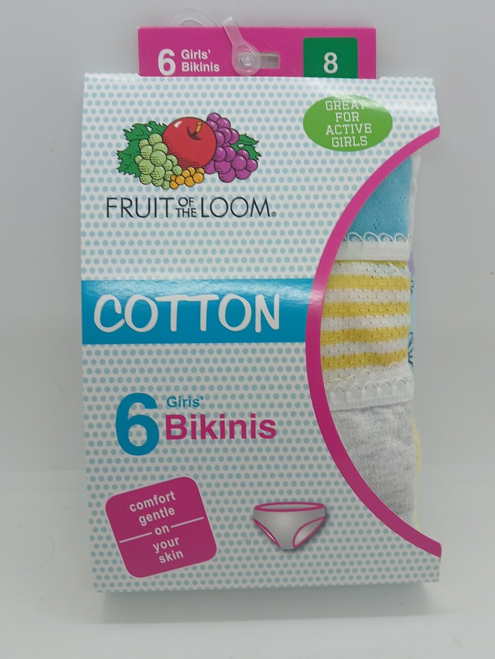 NIP Fruit of the Loom Girls Size 8 Cotton Bikini Underwear Panties Pack